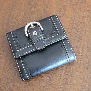Coach Leatherware Buckle Bifold Snap Wallet Black